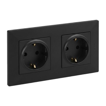 Legrand - Dviguba namų SCHUKO rozetė NILOE STEP 250V juoda