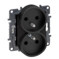 Legrand - Dvigubas namų lizdas be rėmo NILOE STEP 250V juodas