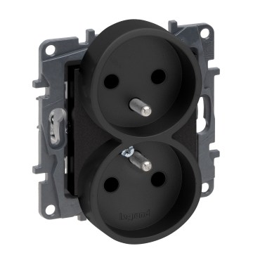 Legrand - Dvigubas namų lizdas be rėmo NILOE STEP 250V juodas