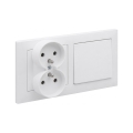 Legrand - Dvigubas namų lizdas ir vienpolinis jungiklis Nr. 1 su rėmeliu SUNO 250V baltas