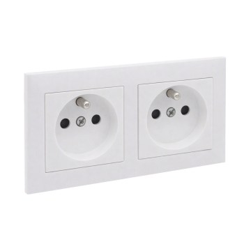 Legrand - Dvigubas namų lizdas su rėmeliu SUNO 250V baltas