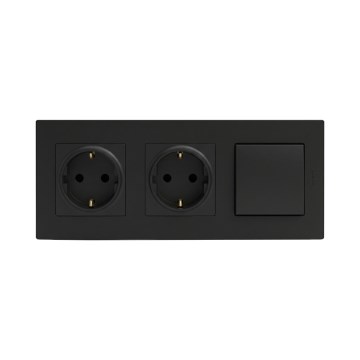 Legrand - Dvigubas namų SCHUKO lizdas ir vienpolinis jungiklis Nr. 1 NILOE STEP 250V juodas