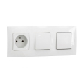 Legrand - Dvigubas vienpolinis jungiklis Nr. 1 ir namų lizdas su rėmeliu NILOE 250V baltas