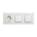Legrand - Dvigubas vienpolinis jungiklis Nr. 1 ir namų SCHUKO lizdas su rėmeliu NILOE 250V balta