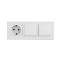 Legrand - Dvigubas vienpolinis jungiklis nr. 1 ir namų SCHUKO lizdas su rėmeliu NILOE STEP 250V baltas
