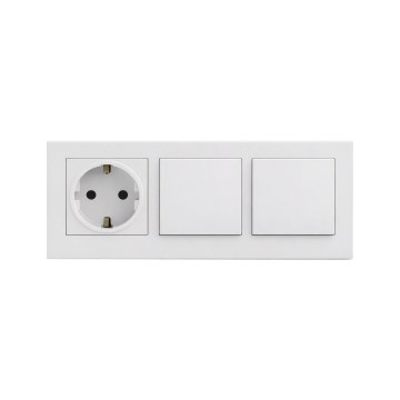Legrand - Dvigubas vienpolinis jungiklis nr. 1 ir namų SCHUKO lizdas su rėmeliu NILOE STEP 250V baltas