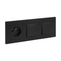 Legrand - Dvigubas vienpolinis jungiklis Nr. 1 ir sieninis lizdas su rėmeliu NILOE STEP 250V juodas