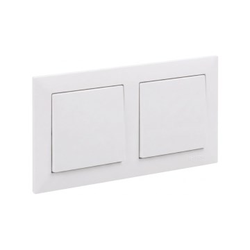 Legrand - Dvigubas vienpolinis jungiklis nr. 1 su rėmeliu SUNO, baltas