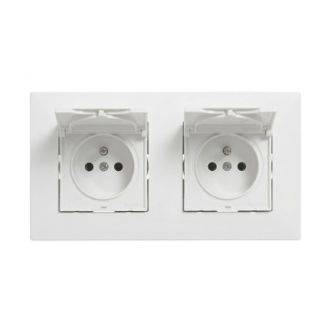 Legrand - Dvivietė lauko rozetė su rėmeliu NILOE STEP 250V IP44 balta
