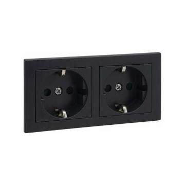 Legrand - Dvivietė namų SCHUKO rozetė su rėmeliu SUNO 250V juoda
