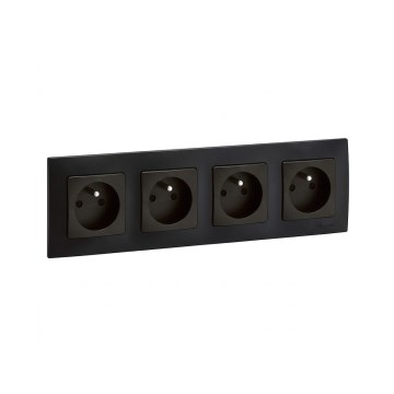 Legrand - Keturguba namų rozetė su rėmeliu NILOE 250V juoda