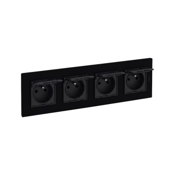 Legrand - Keturgubė lauko sieninė rozetė su rėmeliu NILOE STEP 250V IP44 juoda