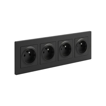 Legrand - Keturių lizdų namų rozetė su rėmeliu NILOE STEP 250V juoda