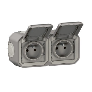 Legrand - Lauko dviguba rozetė PLEXO 250V IP55 pilka