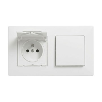 Legrand - Namų lizdas ir vienpolinis jungiklis Nr. 1 su rėmeliu NILOE STEP 250V baltas