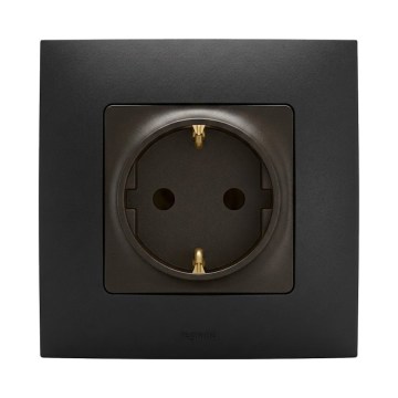 Legrand - SCHUKO namų lizdas su rėmeliu NILOE 250V juodas