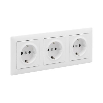 Legrand - Trigubė SCHUKO rozetė su rėmeliu SUNO 250V balta