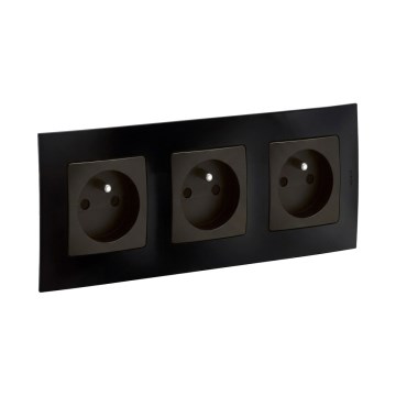 Legrand - Trivietė namų rozetė su rėmeliu NILOE 250V juoda