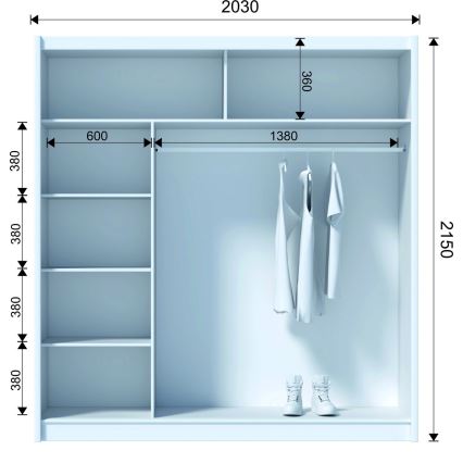 Lentyna su veidrodžiu SANTINO 203x215 cm ąžuolo craft/juoda