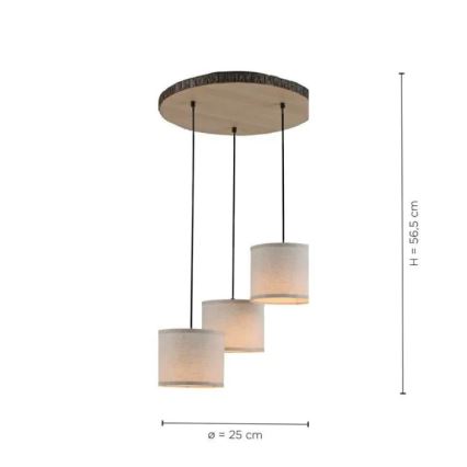 Leuchten Direkt 11236-79 - Pakabinamas sietynas BARK 3xE27/40W/230V medis