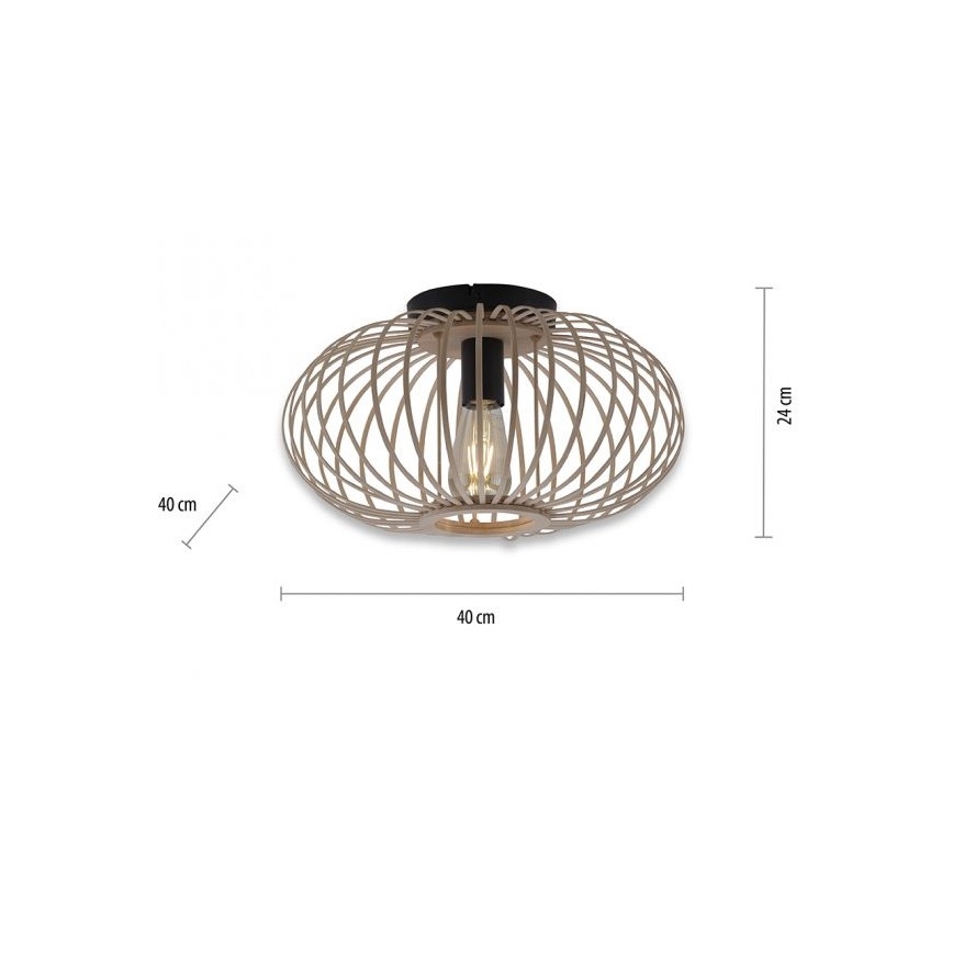Leuchten Direkt 11410-79 - Tvirtinamas sietynas RACOON 1xE27/40W/230V diametras 40 cm bambukas
