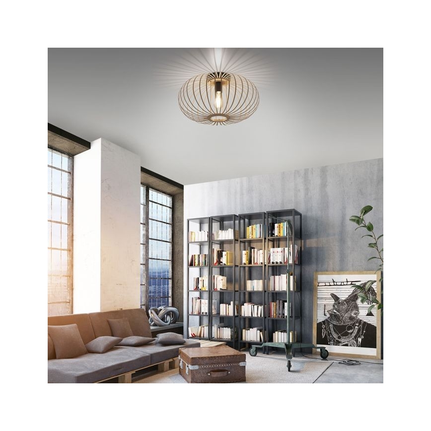 Leuchten Direkt 11411-79 - Tvirtinamas sietynas RACOON 1xE27/40W/230V diametras 50 cm bambukas
