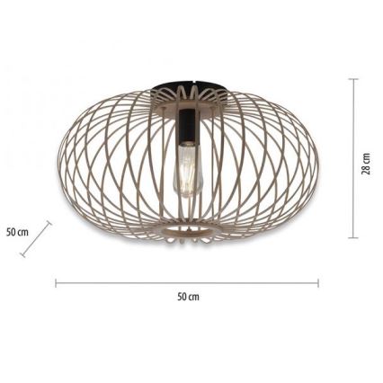 Leuchten Direkt 11411-79 - Tvirtinamas sietynas RACOON 1xE27/40W/230V diametras 50 cm bambukas