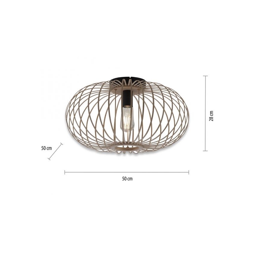 Leuchten Direkt 11411-79 - Tvirtinamas sietynas RACOON 1xE27/40W/230V diametras 50 cm bambukas