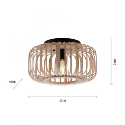 Leuchten Direkt 11412-79 - Tvirtinamas sietynas RACOON 1xE27/40W/230V diametras 40 cm bambukas