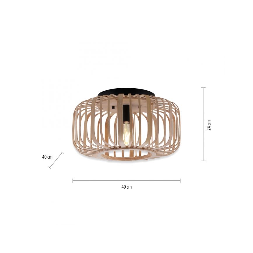 Leuchten Direkt 11412-79 - Tvirtinamas sietynas RACOON 1xE27/40W/230V diametras 40 cm bambukas