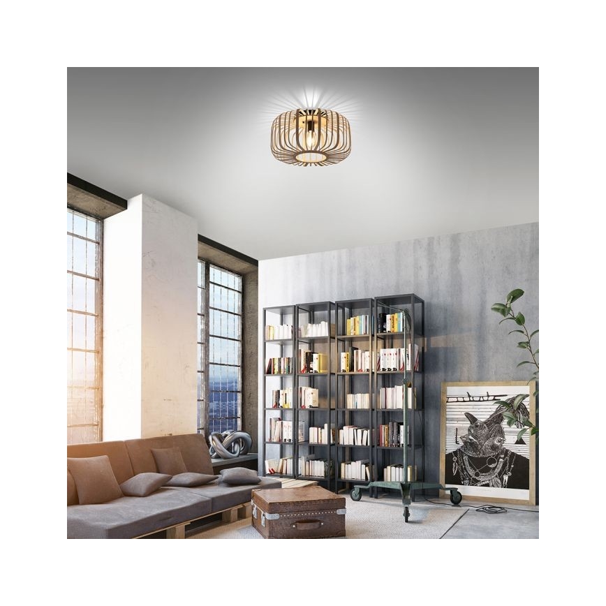Leuchten Direkt 11413-79 - Tvirtinamas sietynas RACOON 1xE27/40W/230V diametras 50 cm bambukas