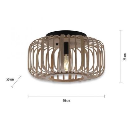 Leuchten Direkt 11413-79 - Tvirtinamas sietynas RACOON 1xE27/40W/230V diametras 50 cm bambukas