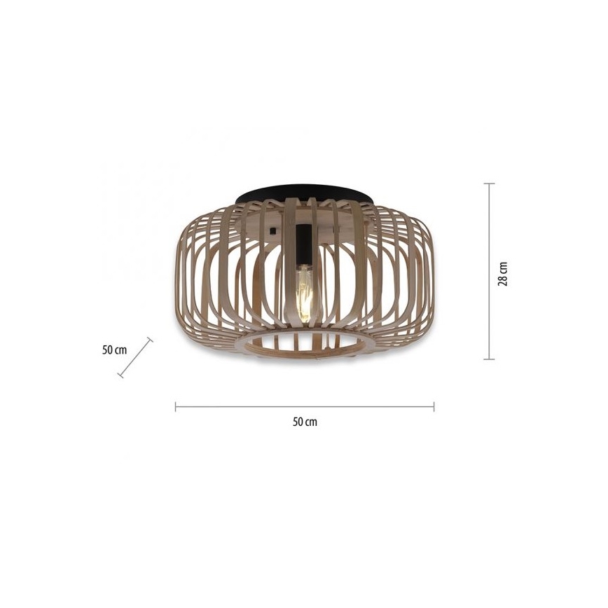Leuchten Direkt 11413-79 - Tvirtinamas sietynas RACOON 1xE27/40W/230V diametras 50 cm bambukas