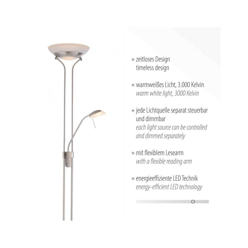 Leuchten Direkt 11730-55 - LED Reguliuojamas toršeras ZAHARA LED/16W/230V + LED/5W