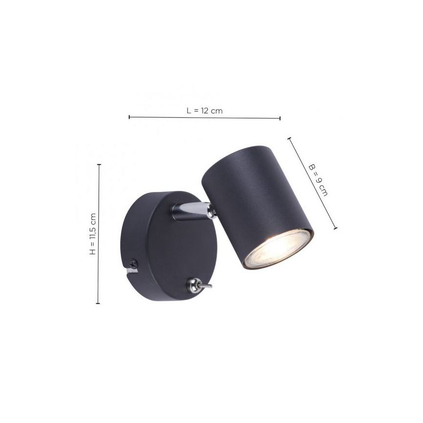 Leuchten Direkt 11941-13 - LED Sieninis akcentinis šviestuvas TARIK 1xGU10/5W/230V juodas