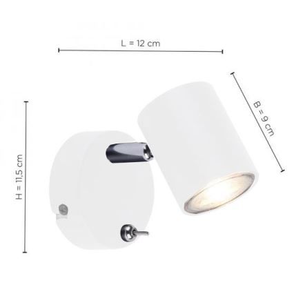 Leuchten Direkt 11941-16 - LED Sieninis akcentinis šviestuvas TARIK 1xGU10/5W/230V baltas