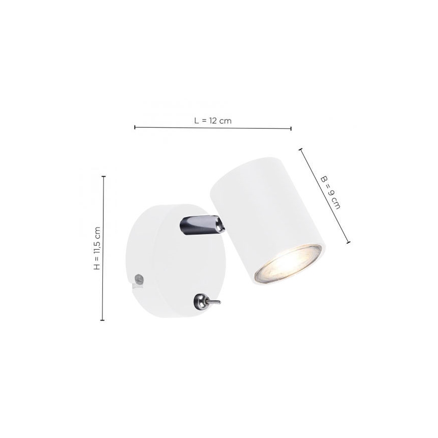 Leuchten Direkt 11941-16 - LED Sieninis akcentinis šviestuvas TARIK 1xGU10/5W/230V baltas