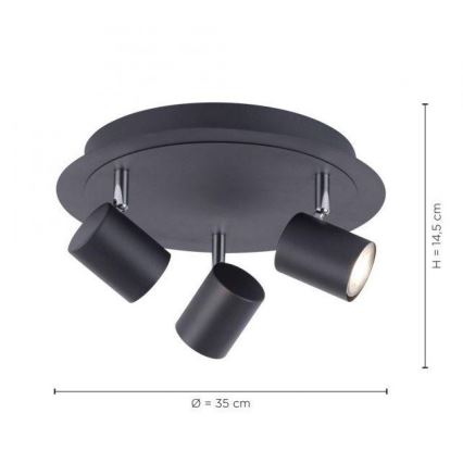 Leuchten Direkt 11943-13 - LED Akcentinis šviestuvas TARIK 3xGU10/5W/230V antracitas