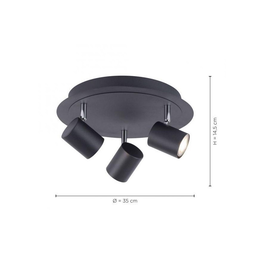 Leuchten Direkt 11943-13 - LED Akcentinis šviestuvas TARIK 3xGU10/5W/230V antracitas