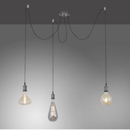 Leuchten Direkt 13571-18 - Pakabinamas sietynas DIY 3xE27/60W/230V voras juoda