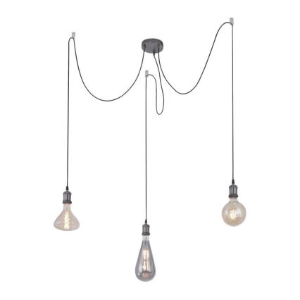 Leuchten Direkt 13571-18 - Pakabinamas sietynas DIY 3xE27/60W/230V voras juoda