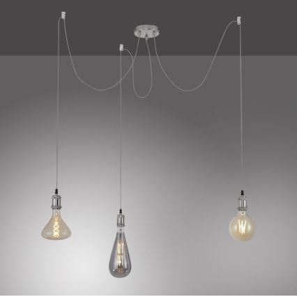 Leuchten Direkt 13571-55 - Pakabinamas sietynas DIY 3xE27/60W/230V voras matinis chromas