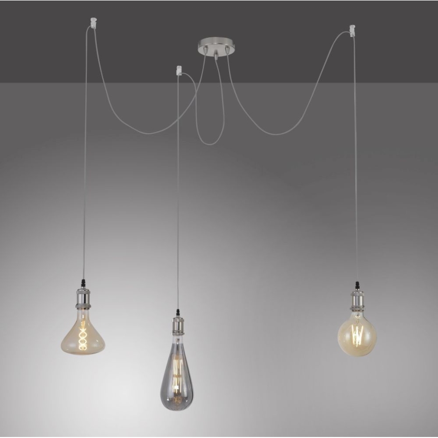 Leuchten Direkt 13571-55 - Pakabinamas sietynas DIY 3xE27/60W/230V voras matinis chromas