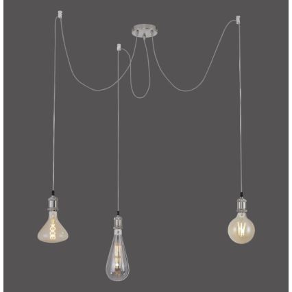 Leuchten Direkt 13571-55 - Pakabinamas sietynas DIY 3xE27/60W/230V voras matinis chromas