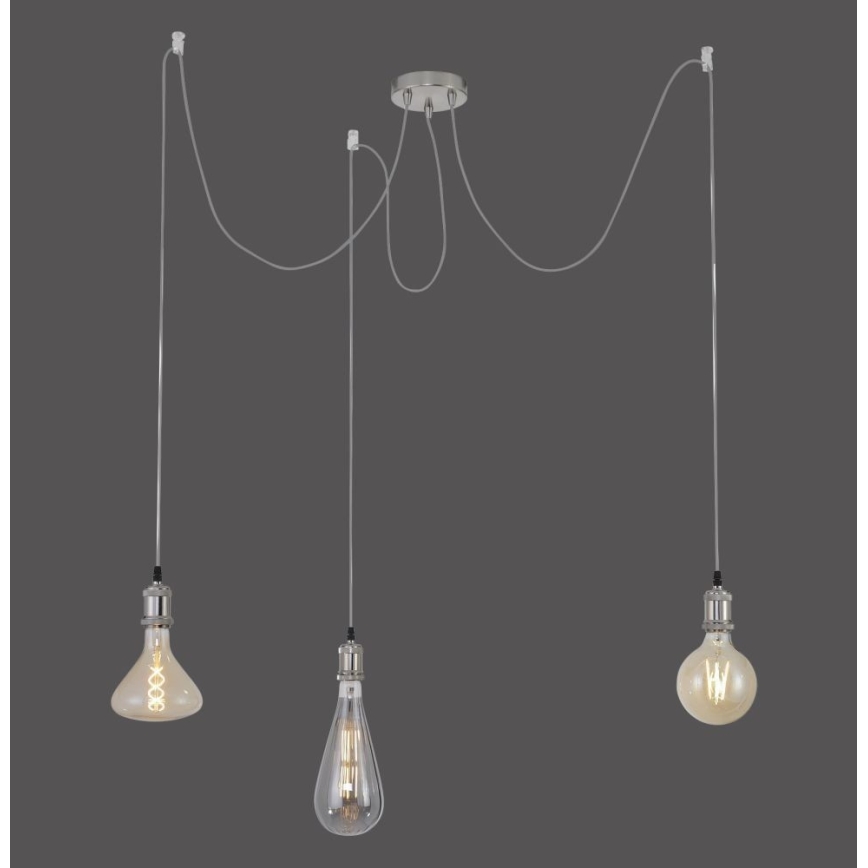 Leuchten Direkt 13571-55 - Pakabinamas sietynas DIY 3xE27/60W/230V voras matinis chromas