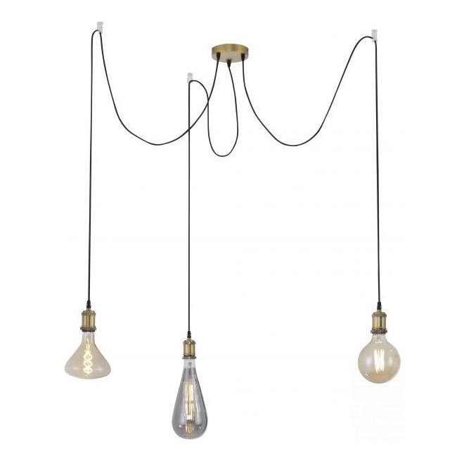 Leuchten Direkt 13571-60 - Pakabinamas sietynas DIY 3xE27/60W/230V voras žalvaris