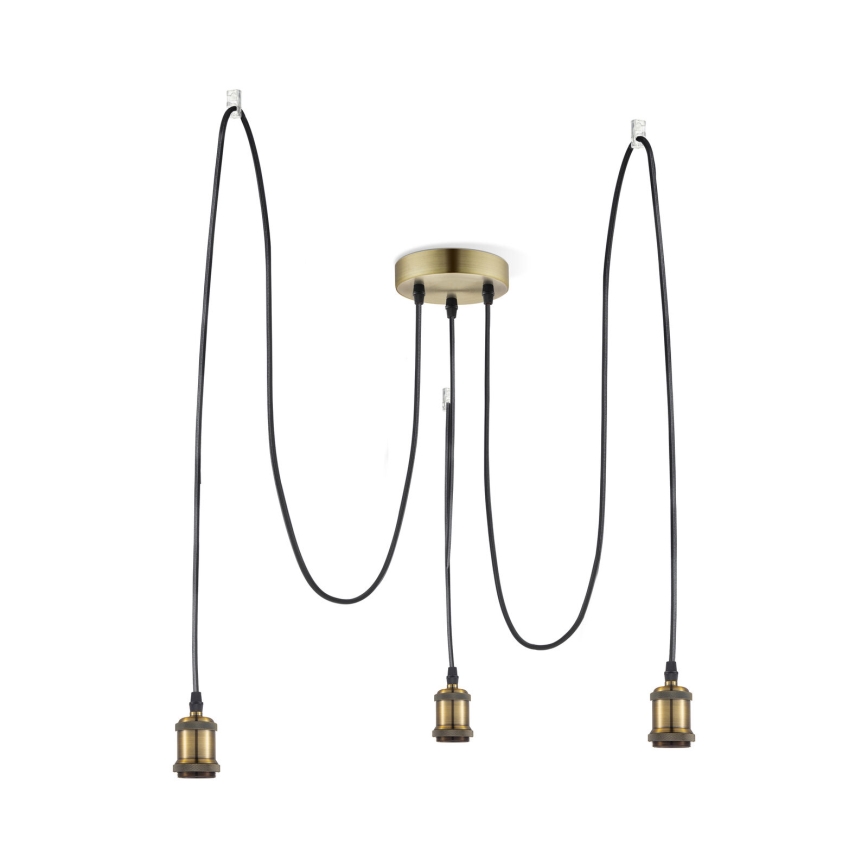 Leuchten Direkt 13571-60 - Pakabinamas sietynas DIY 3xE27/60W/230V voras žalvaris
