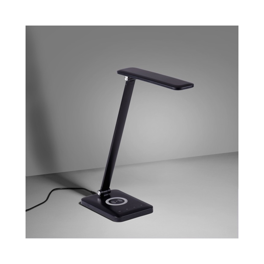 Leuchten Direkt 14415-16 - LED Reguliuojama jutiklinė stalinė lempa su belaidžiu įkrovimu FLORENTINA LED/5W/230V 3000-5000K black + USB