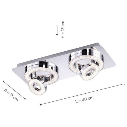 Leuchten Direkt 14521-17 - LED Lubinis šviestuvas TIM 2xLED/2,8W/230V + 2xLED/3,1W