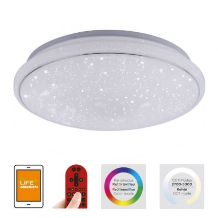 Leuchten Direkt 14743-16 - LED RGB Reguliuojamas lubinis šviestuvas JUPI LED/28W/230V Tuya 2700-5000K + valdymo pultas